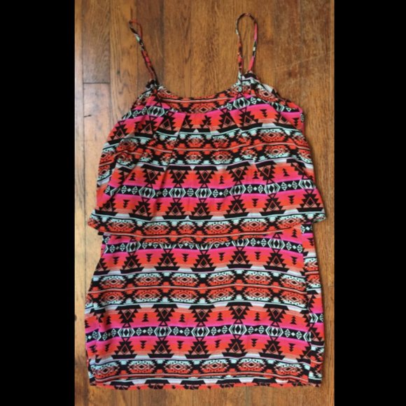 Greylin Silk Aztec Print Ruffle Mini Dress - Picture 5 of 8